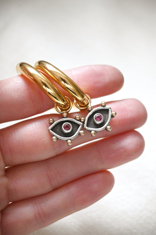 Pink Tourmaline Eye Charms #1